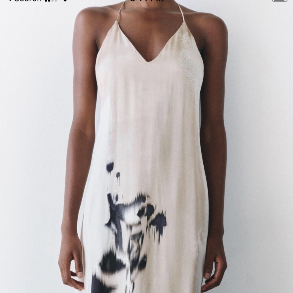 ZARA NWT Elegant Beige and Black Women's Dress - Picture 7 of 12
